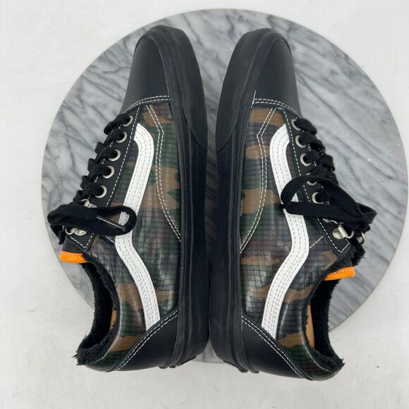 VANS Womens 9 All Weather MTE Old Skool Shoe Black Camo Faux Fur Low Top Lace Up - Picture 6 of 11